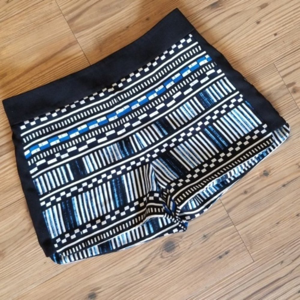 {J.Crew} Blue Black White Aztec Rectangle Shorts